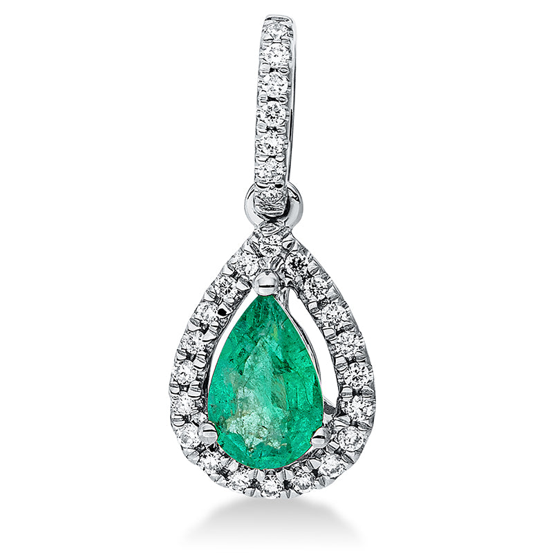 Anhänger mit Smaragd  aus 750/-18 Karat Weißgold mit 27 Diamanten 0