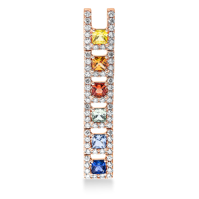 Anhänger mit Saphir  aus 750/-18 Karat Rotgold mit 64 Diamanten 0