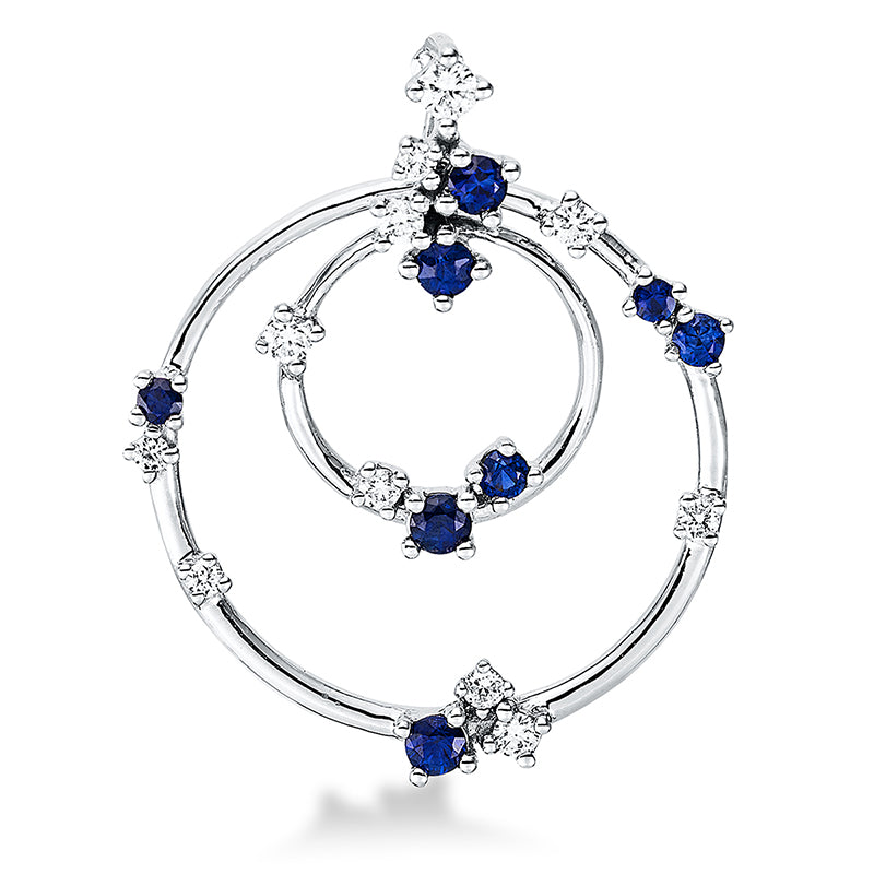 Anhänger mit Saphir  aus 750/-18 Karat Weißgold mit 11 Diamanten 0