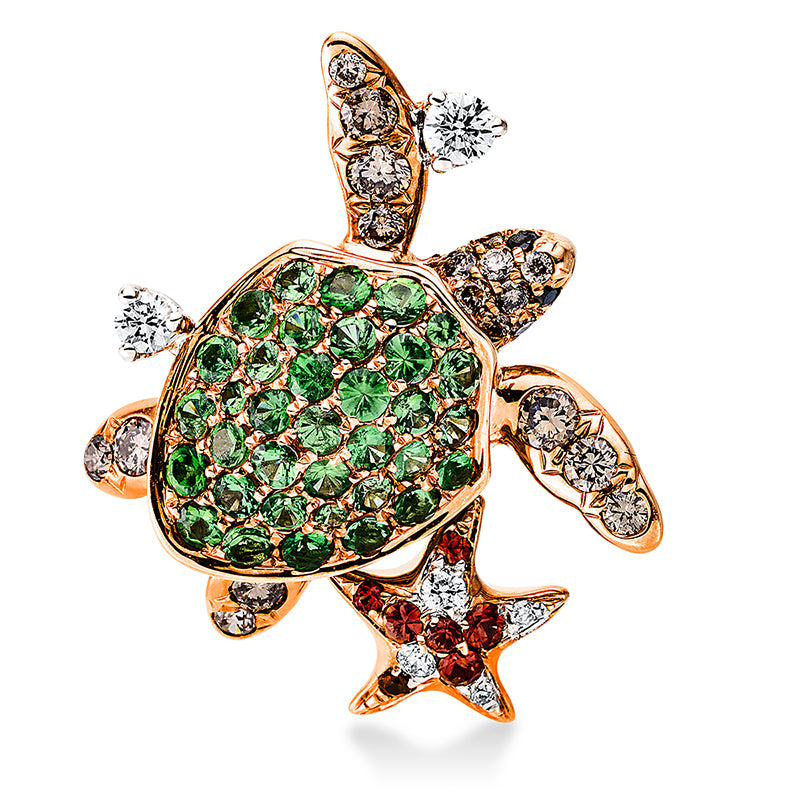 Anhänger mit Saphir  aus 750/-18 Karat Rotgold / Weißgold mit 28 Diamanten 0