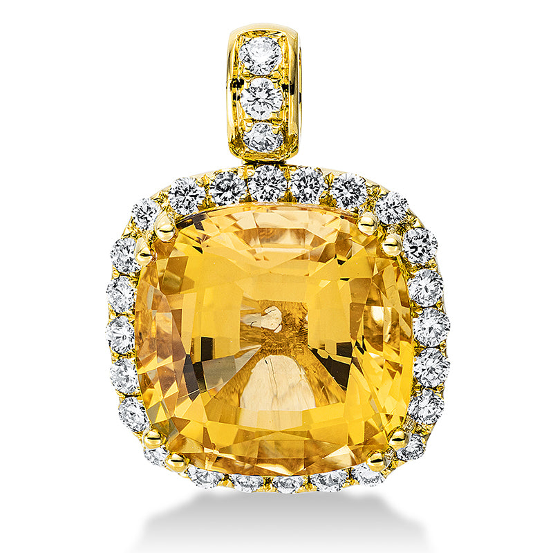 Anhänger mit Citrin  aus 750/-18 Karat Gelbgold mit 27 Diamanten 0