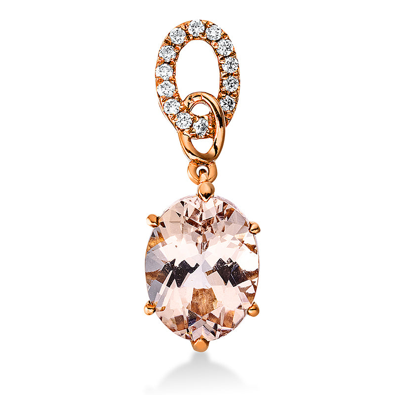 Anhänger mit Morganit  aus 750/-18 Karat Rotgold mit 13 Diamanten 0