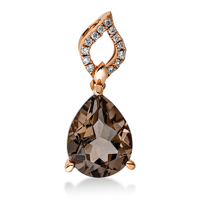 Anhänger mit Rauchquarz  aus 750/-18 Karat Rotgold mit 13 Diamanten 0