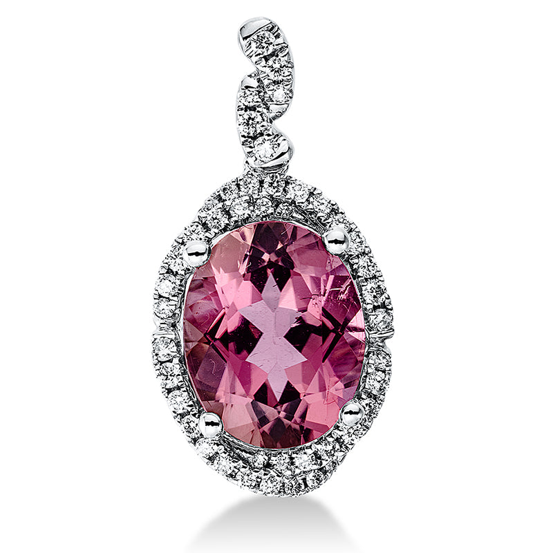 Anhänger mit Turmalin  aus 750/-18 Karat Weißgold mit 44 Diamanten 0