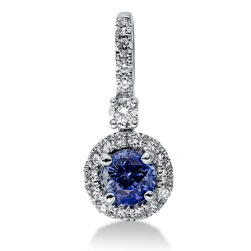 Anhänger mit Saphir  aus 750/-18 Karat Weißgold mit 19 Diamanten 0