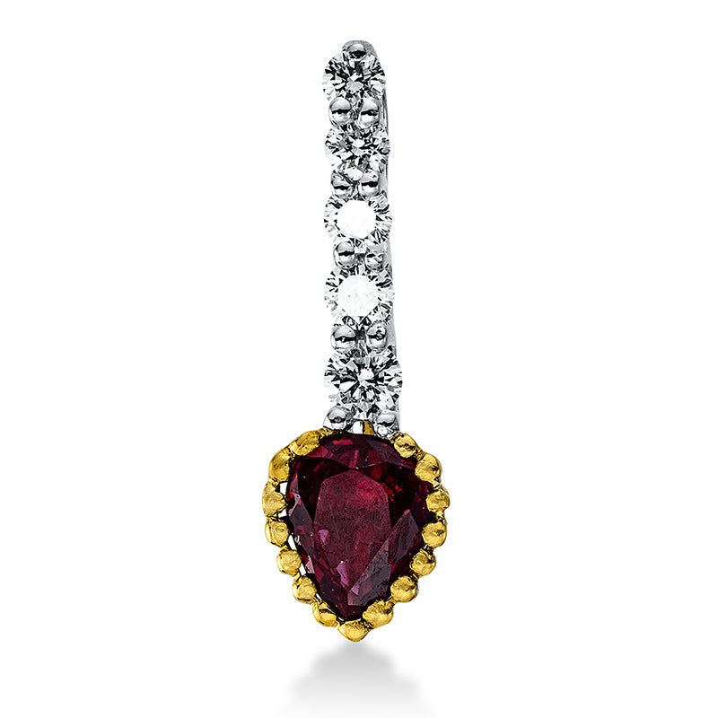 Anhänger mit Rubin  aus 750/-18 Karat Weißgold / Gelbgold mit 5 Diamanten 0