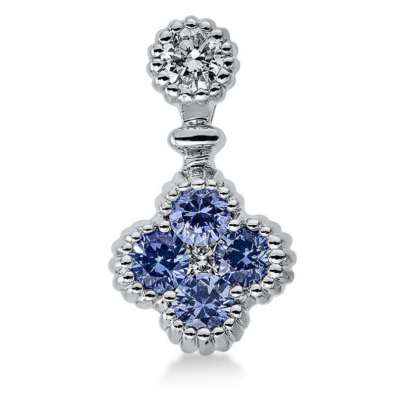Anhänger mit Saphir  aus 750/-18 Karat Weißgold mit 2 Diamanten 0