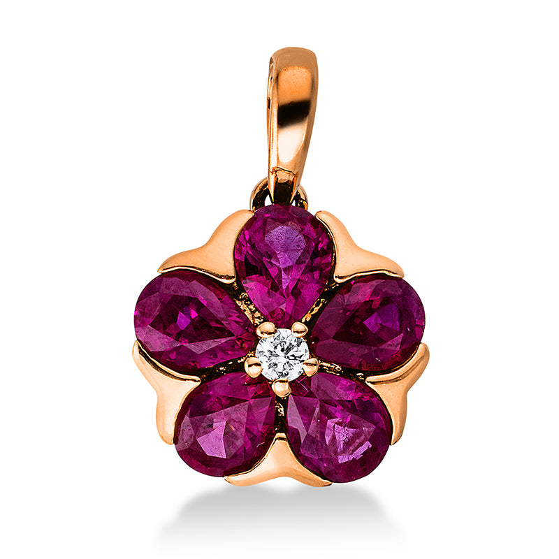 Anhänger mit Rubin  aus 750/-18 Karat Rotgold mit 1 Diamant 0