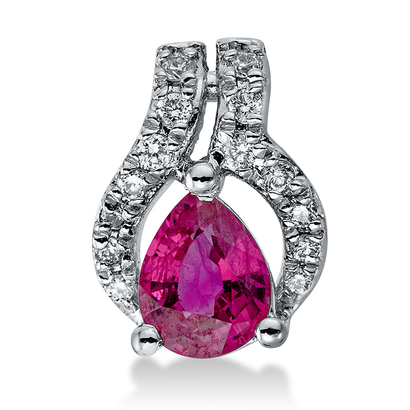 Anhänger mit Rubin  aus 750/-18 Karat Weißgold mit 14 Diamanten 0