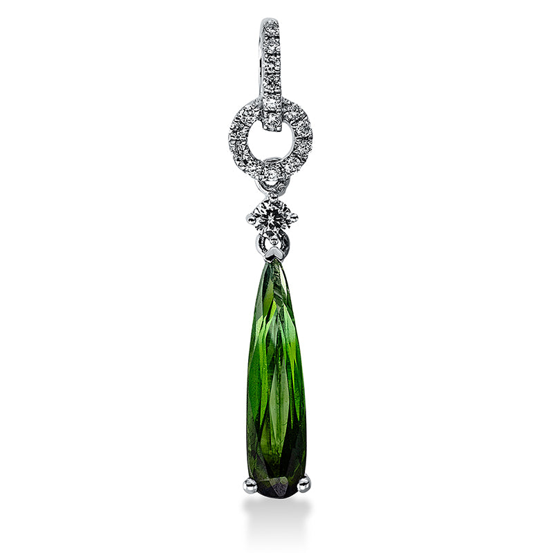 Anhänger mit Turmalin  aus 750/-18 Karat Weißgold mit 16 Diamanten 0