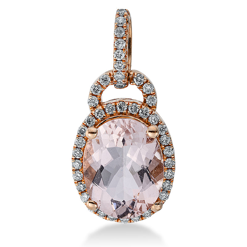 Anhänger mit Morganit  aus 585/-14 Karat Rotgold mit 42 Diamanten 0