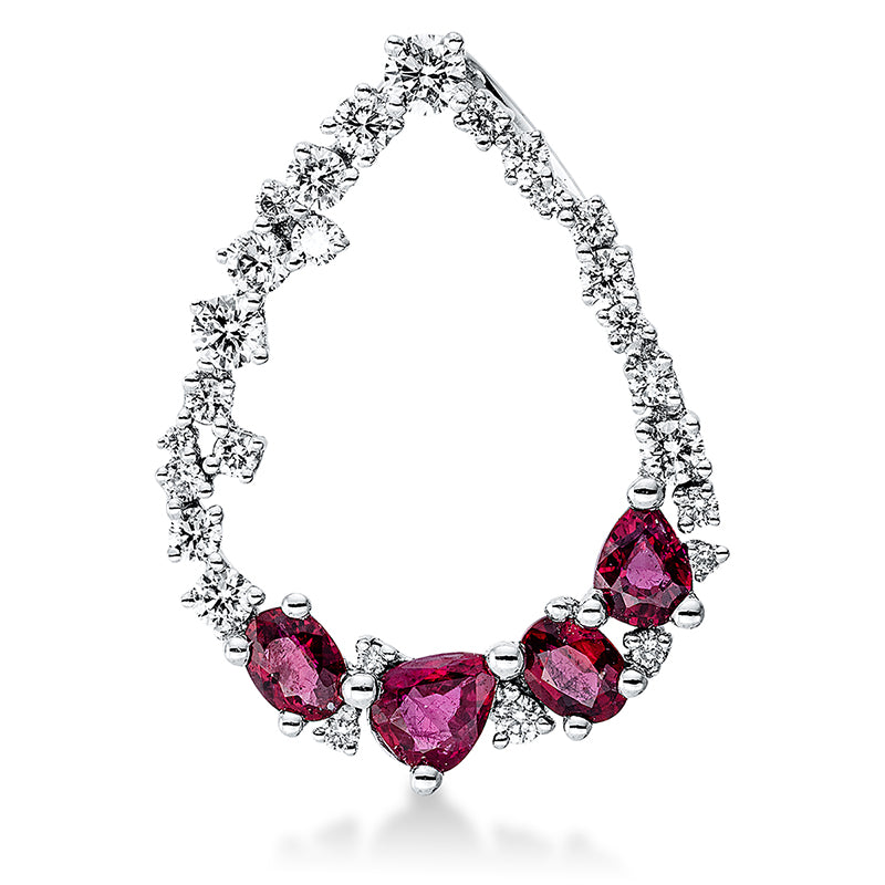 Anhänger mit Rubin  aus 750/-18 Karat Weißgold mit 27 Diamanten 0