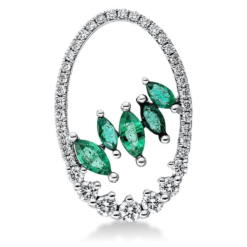 Anhänger mit Smaragd  aus 750/-18 Karat Weißgold mit 37 Diamanten 0