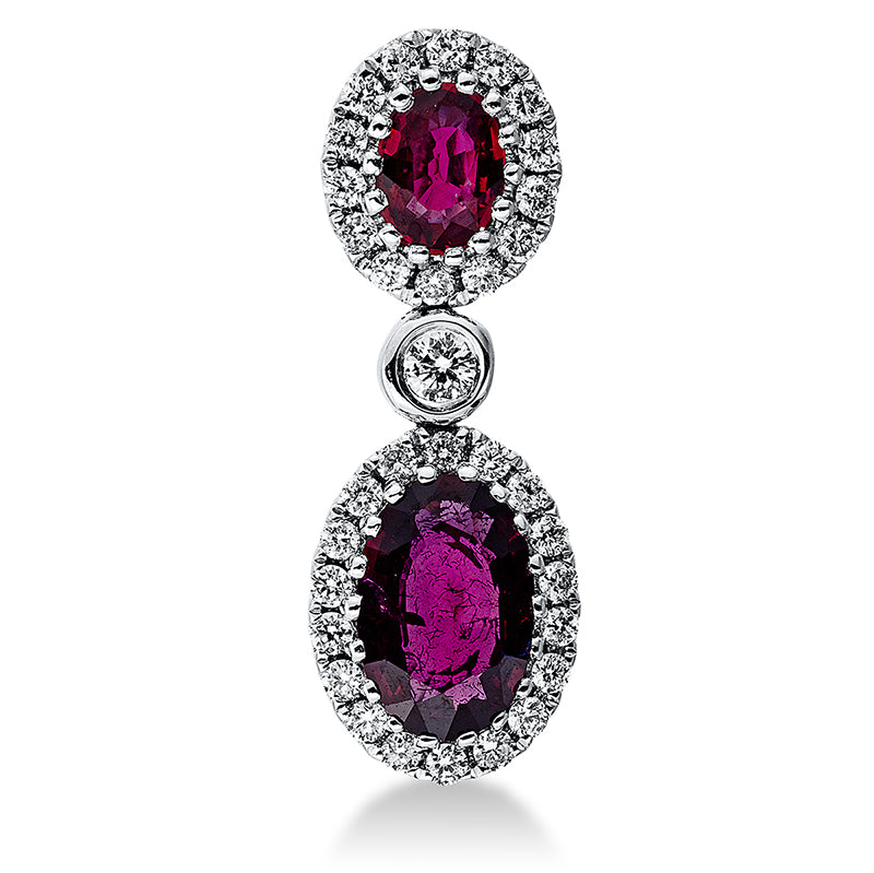 Anhänger mit Rubin  aus 750/-18 Karat Weißgold mit 33 Diamanten 0