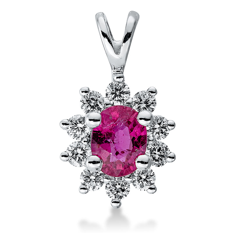 Anhänger mit Rubin  aus 750/-18 Karat Weißgold mit 10 Diamanten 0