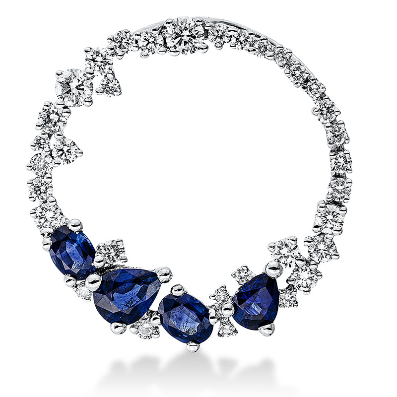 Anhänger mit Saphir  aus 750/-18 Karat Weißgold mit 33 Diamanten 0