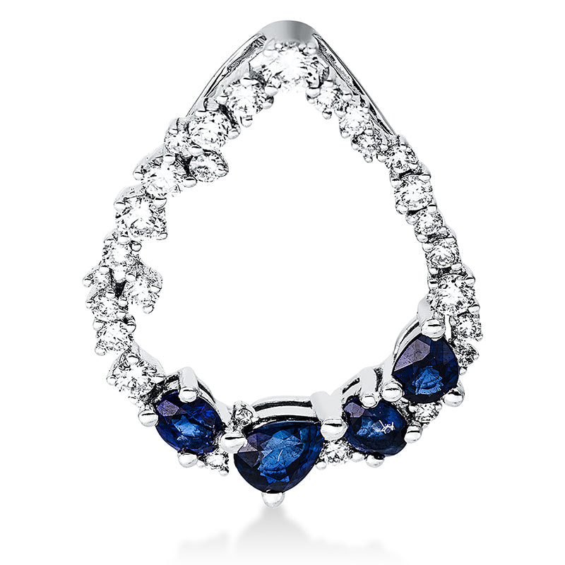 Anhänger mit Saphir  aus 750/-18 Karat Weißgold mit 27 Diamanten 0