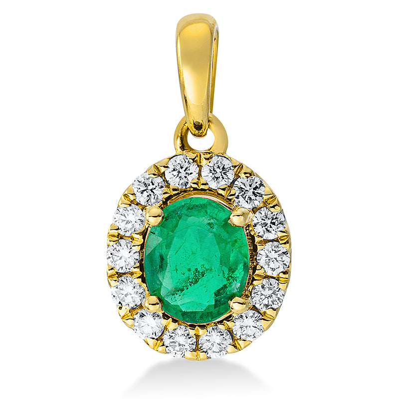 Anhänger mit Smaragd  aus 750/-18 Karat Gelbgold mit 14 Diamanten 0