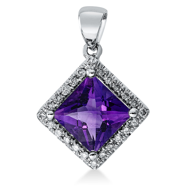 Anhänger mit Amethyst  aus 750/-18 Karat Weißgold mit 24 Diamanten 0