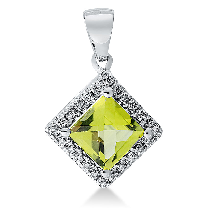 Anhänger mit Peridot  aus 750/-18 Karat Weißgold mit 24 Diamanten 0