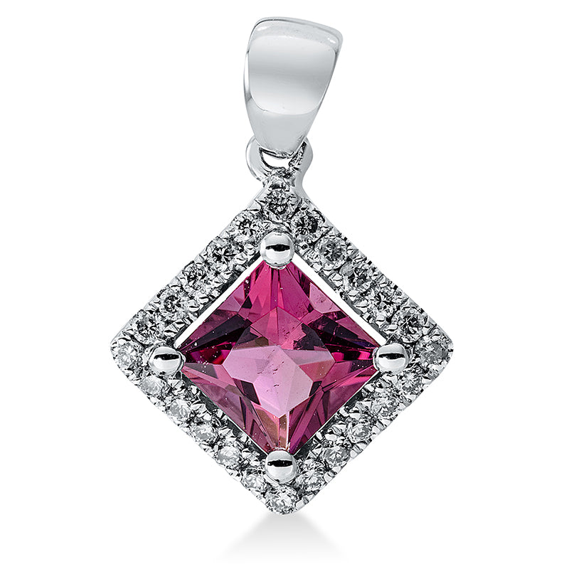 Anhänger mit Turmalin  aus 750/-18 Karat Weißgold mit 24 Diamanten 0