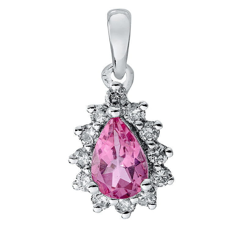 Anhänger mit Turmalin  aus 750/-18 Karat Weißgold mit 12 Diamanten 0