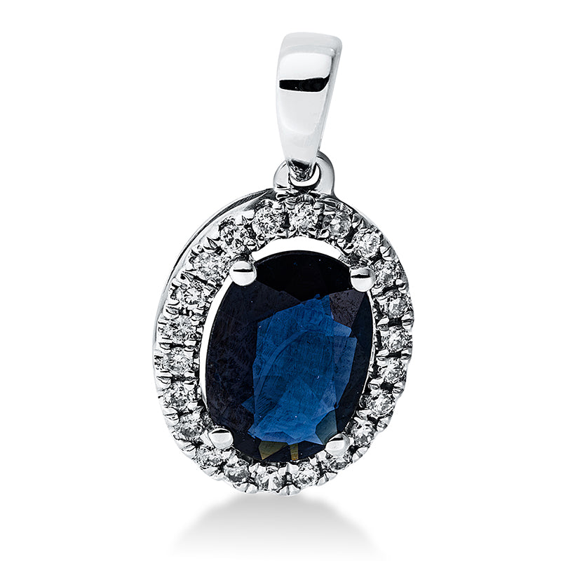 Anhänger mit Saphir  aus 750/-18 Karat Weißgold mit 22 Diamanten 0