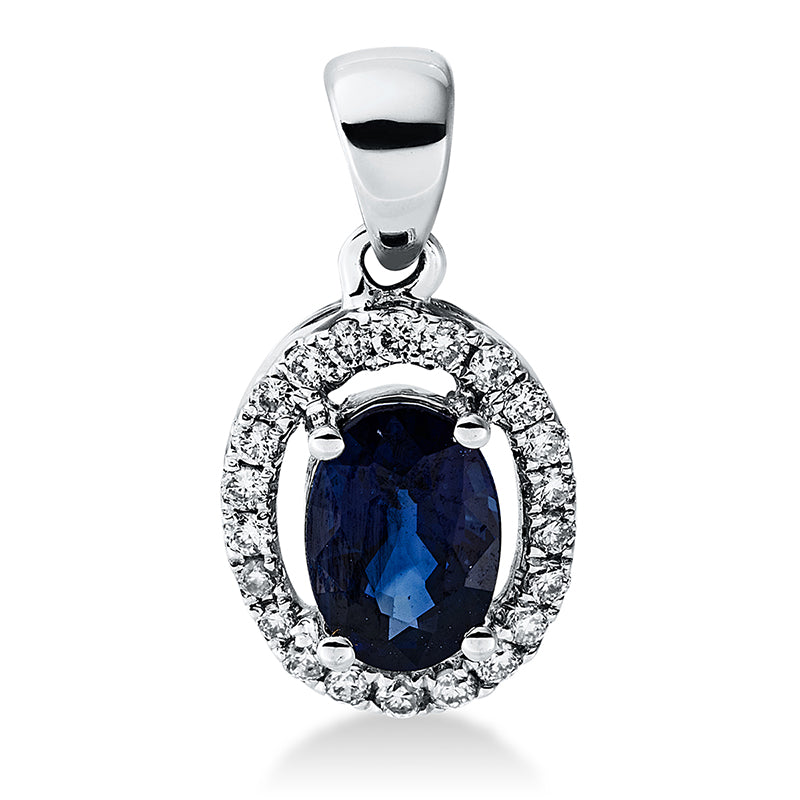 Anhänger mit Saphir  aus 750/-18 Karat Weißgold mit 22 Diamanten 0