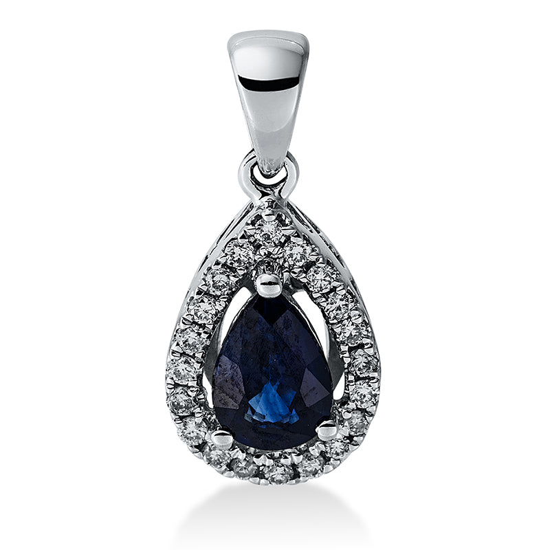 Anhänger mit Saphir  aus 750/-18 Karat Weißgold mit 20 Diamanten 0
