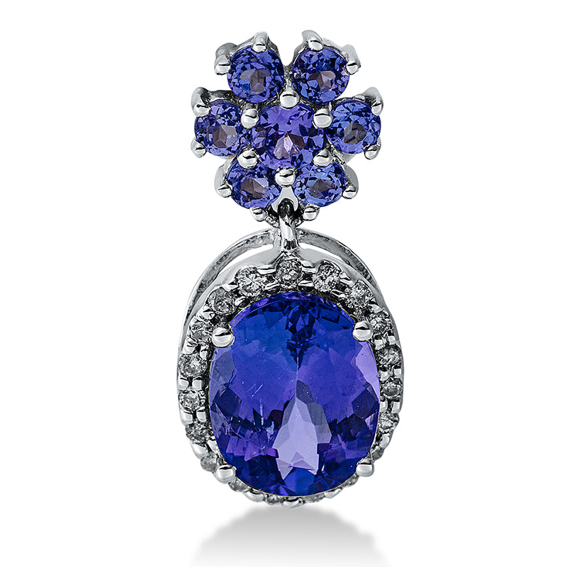 Anhänger mit Tansanit  aus 750/-18 Karat Weißgold mit 19 Diamanten 0