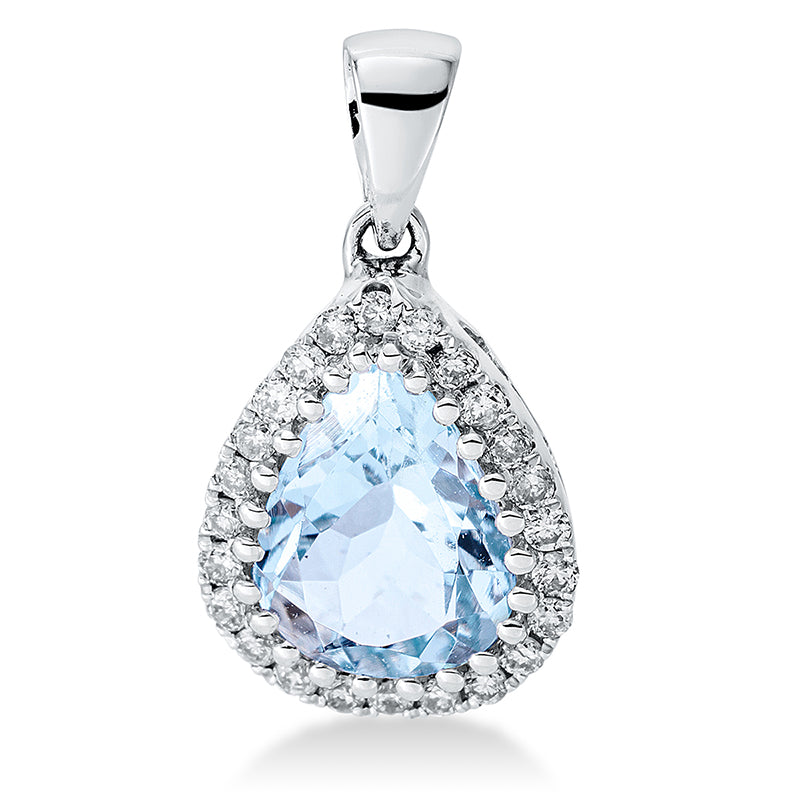 Anhänger mit Aquamarin  aus 585/-14 Karat Weißgold mit 24 Diamanten 0
