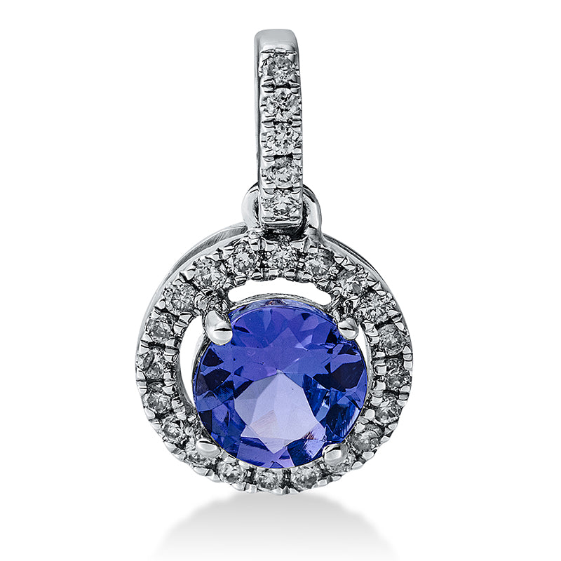 Anhänger mit Tansanit  aus 750/-18 Karat Weißgold mit 25 Diamanten 0