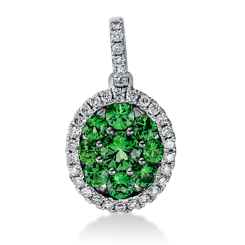 Anhänger mit Tsavorith  aus 750/-18 Karat Weißgold mit 32 Diamanten 0