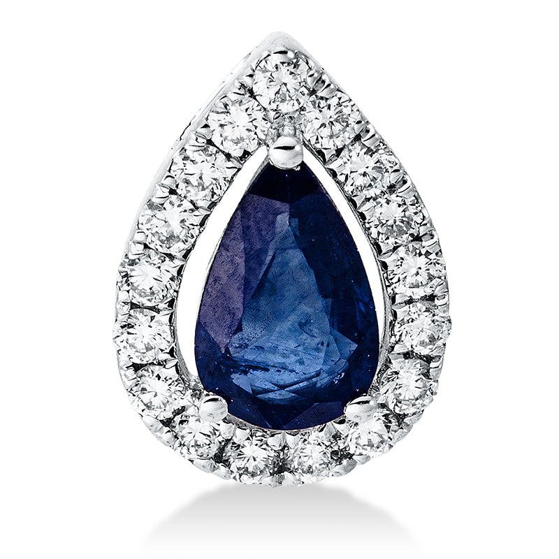 Anhänger mit Saphir  aus 750/-18 Karat Weißgold mit 17 Diamanten 0