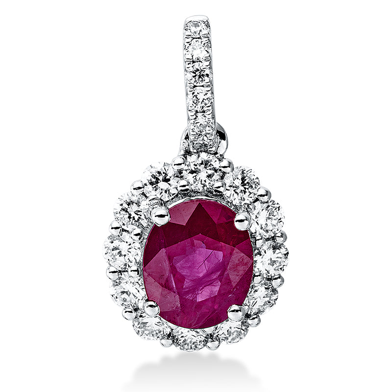 Anhänger mit Rubin  aus 750/-18 Karat Weißgold mit 18 Diamanten 0