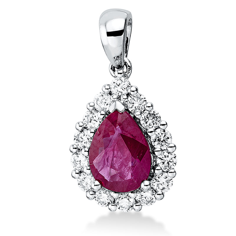 Anhänger mit Rubin  aus 750/-18 Karat Weißgold mit 14 Diamanten 0