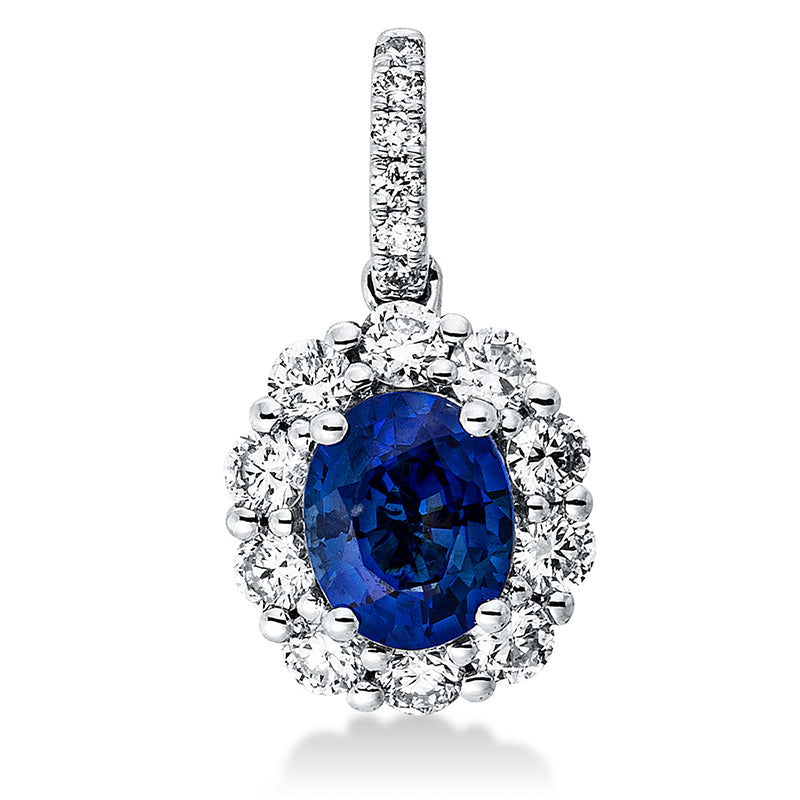 Anhänger mit Saphir  aus 750/-18 Karat Weißgold mit 16 Diamanten 0