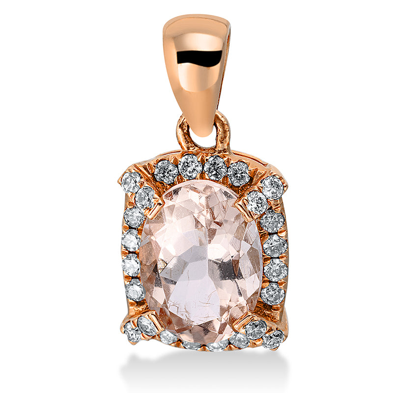 Anhänger mit Morganit  aus 750/-18 Karat Rotgold mit 24 Diamanten 0