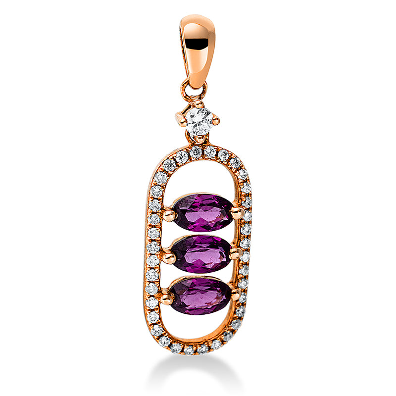 Anhänger mit Rhodolith  aus 750/-18 Karat Rotgold mit 37 Diamanten 0