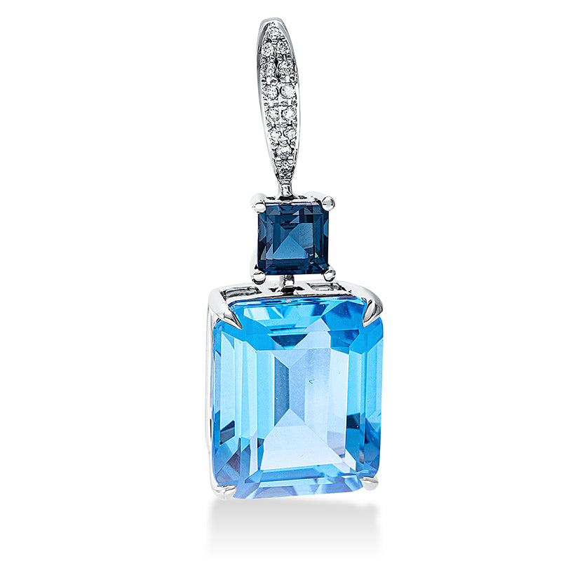 Anhänger mit Topas  aus 750/-18 Karat Weißgold mit 13 Diamanten 0