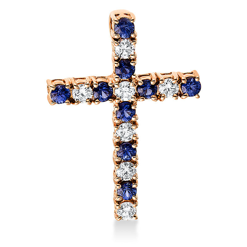 Anhänger mit Saphir  aus 750/-18 Karat Rotgold mit 7 Diamanten 0