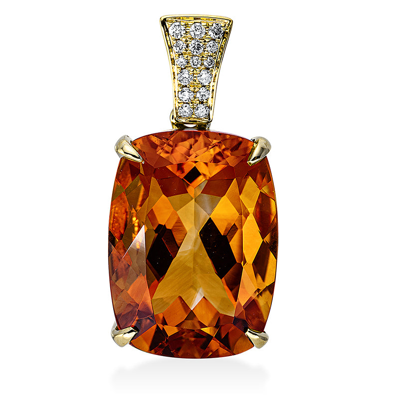 Anhänger mit Citrin  aus 750/-18 Karat Gelbgold mit 15 Diamanten 0