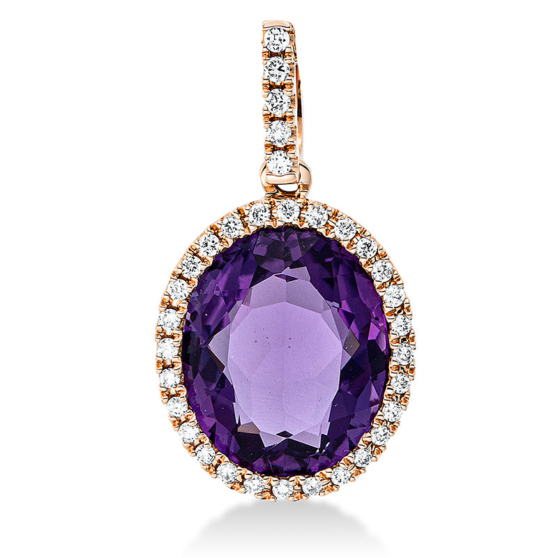 Anhänger mit Amethyst  aus 750/-18 Karat Rotgold mit 33 Diamanten 0