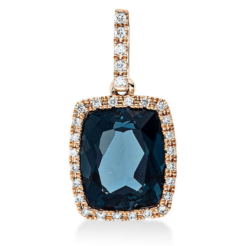 Anhänger mit Topas  aus 750/-18 Karat Rotgold mit 29 Diamanten 0