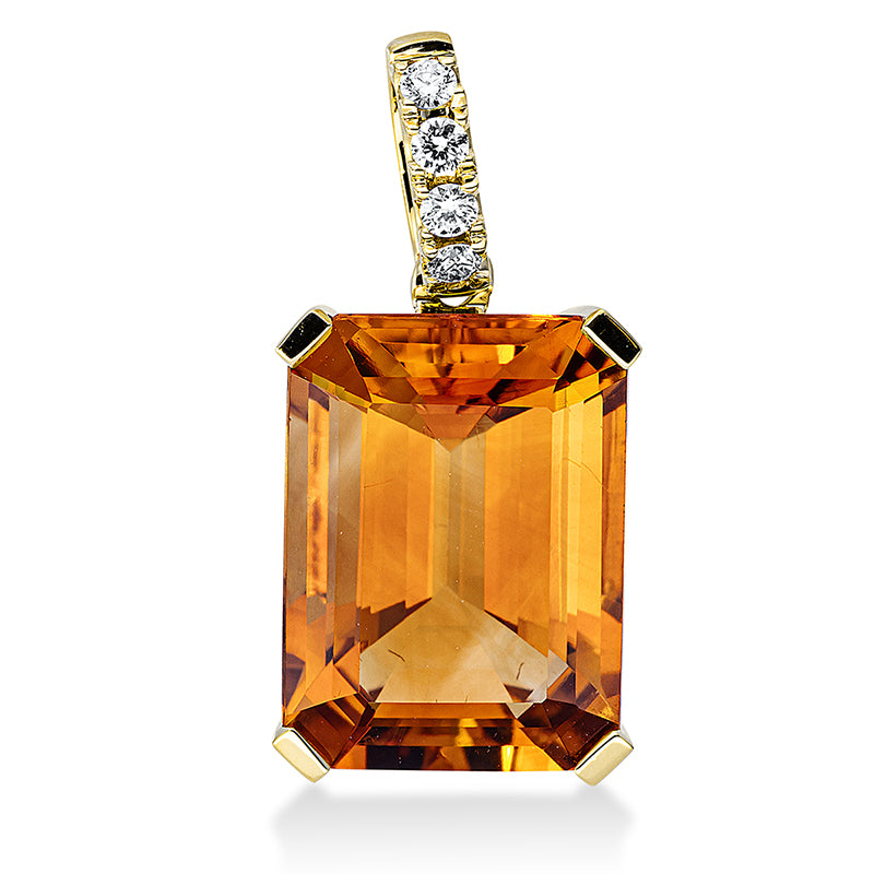 Anhänger mit Citrin  aus 750/-18 Karat Gelbgold mit 4 Diamanten 0