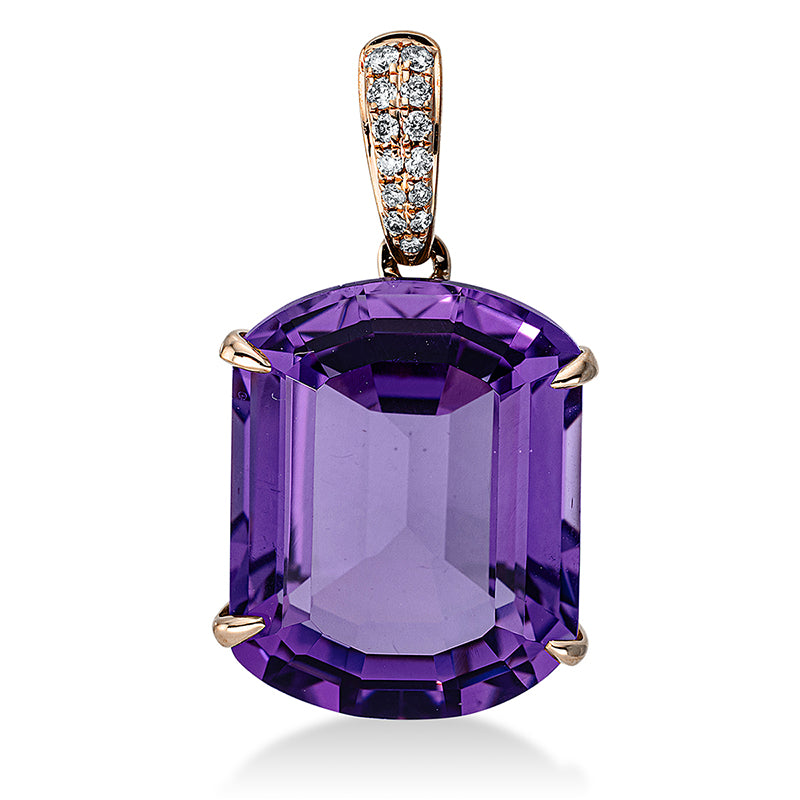 Anhänger mit Amethyst  aus 750/-18 Karat Rotgold mit 13 Diamanten 0