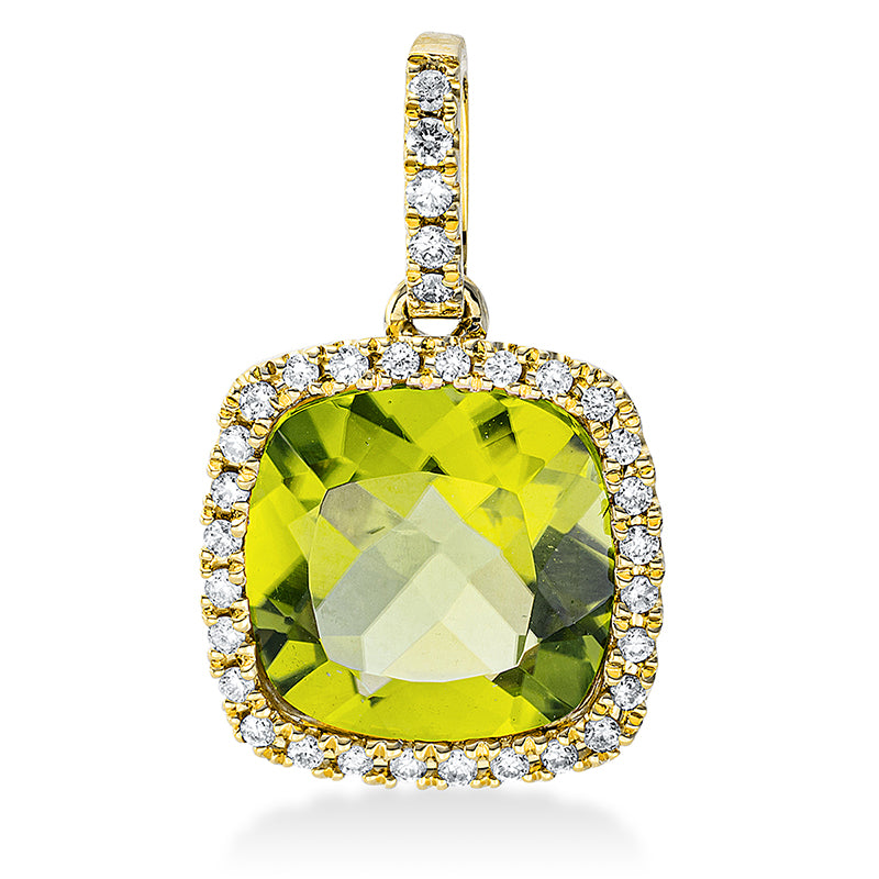 Anhänger mit Peridot  aus 750/-18 Karat Gelbgold mit 33 Diamanten 0