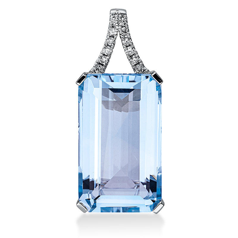 Anhänger mit Topas  aus 750/-18 Karat Weißgold mit 14 Diamanten 0