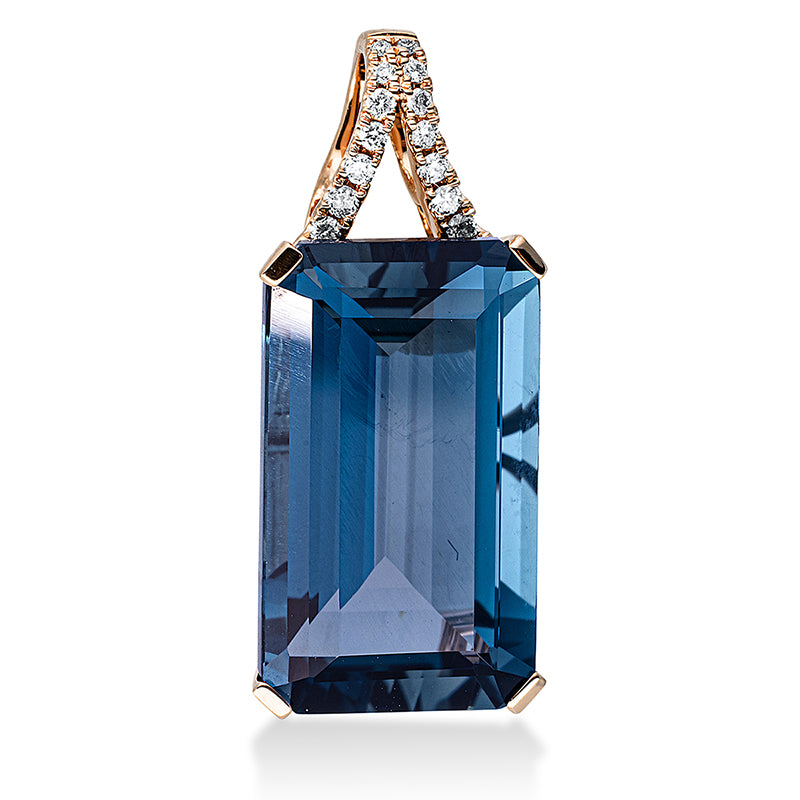 Anhänger mit Topas  aus 750/-18 Karat Rotgold mit 14 Diamanten 0