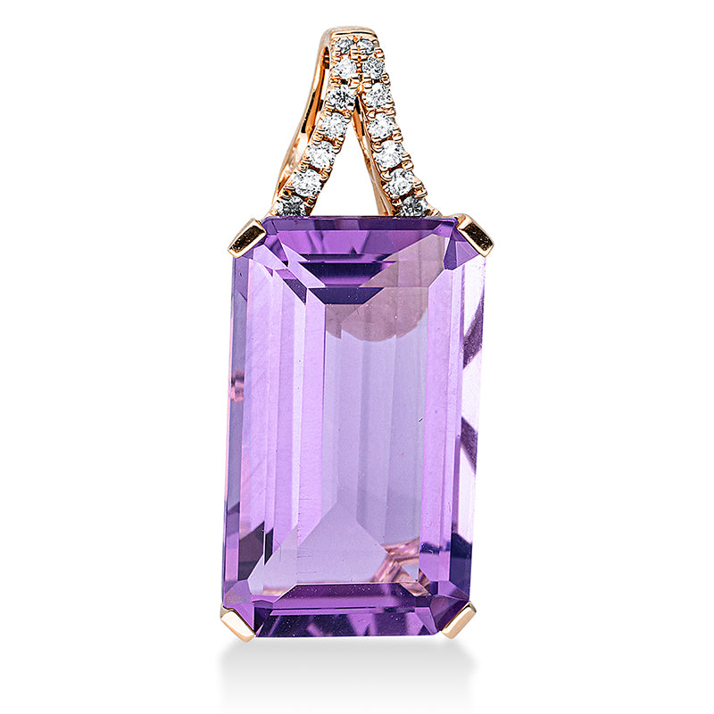Anhänger mit Amethyst  aus 750/-18 Karat Rotgold mit 14 Diamanten 0